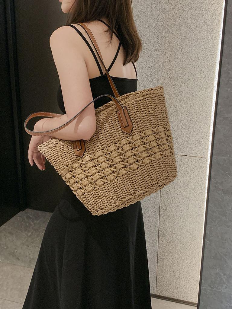 Summer New Trend Versatile Beach Straw Bag Shoulder Portable Vegetable Basket Women's Bag