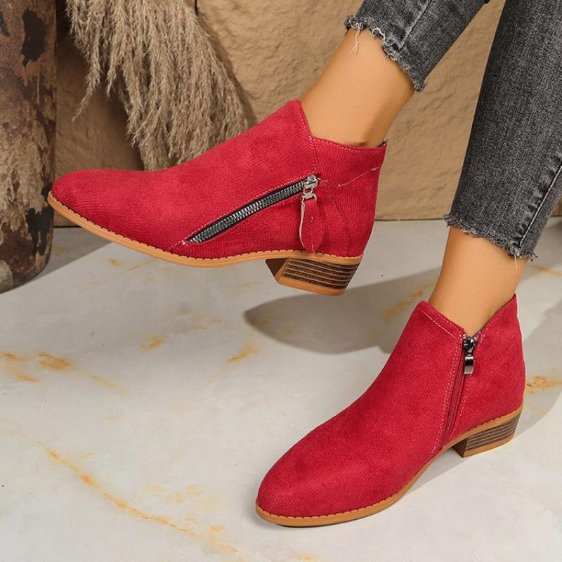 Fleece Boots for Autumn and Winter, New Thick-heeled, Plus-size Women's Shoes, Short Boots
