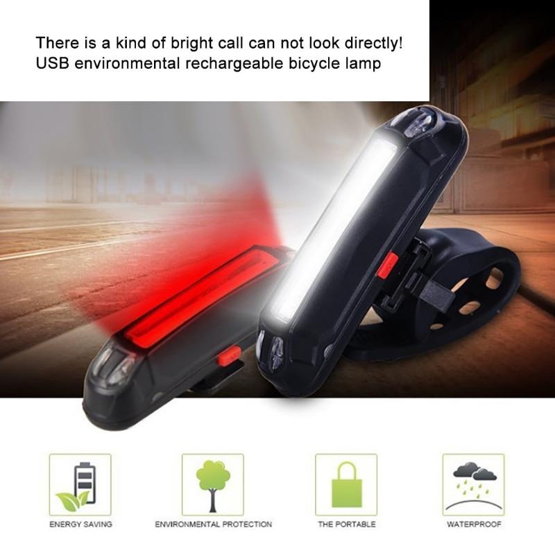 LED Bike Tail Lamp Multi Mode Bicycle Cycling Warning Light Waterproof USB Rechargeable Automatic Shut-Down Front Rear Light