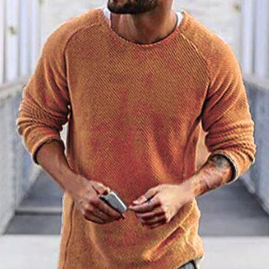 Men's Sweater Solid Color Knitted Loose Thermal Men Pullover Sweater for Autumn