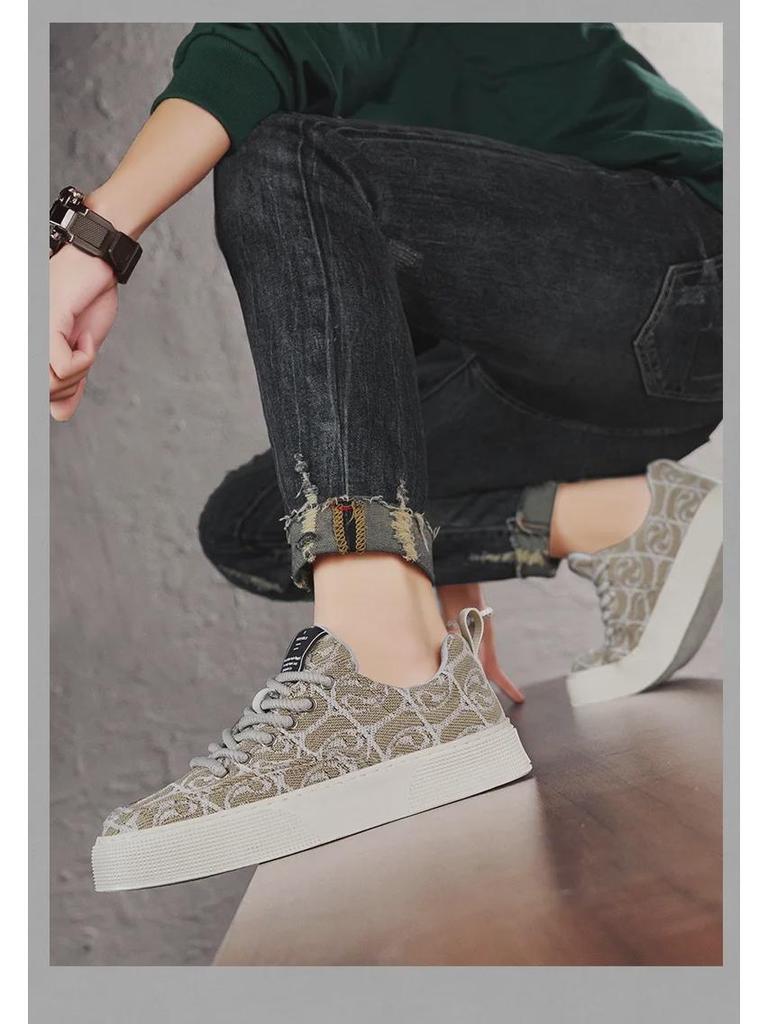 2024 Men's Low-Top Casual Shoes with Spring Embroidered Design and Soft Sole