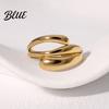 Wide Band Ring Women Finger Minimalist V-Shaped Geometric Shape Adjustable