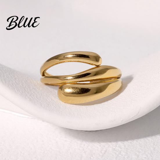 Wide Band Ring Women Finger Minimalist V-Shaped Geometric Shape Adjustable