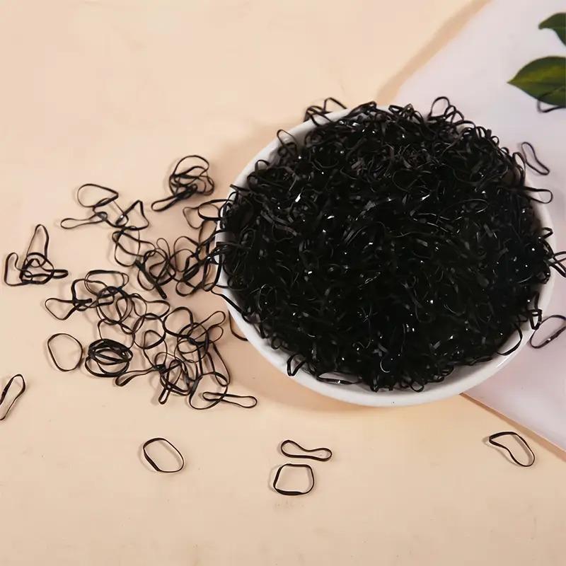 Black Rubber Hair Bands, Disposable Bulk Pack. 17x11cm, Durable Elastic, for Braids & Ponytails
