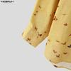 INCERUN Oversized Men Lapel Neck Long Sleeve Floral Print Buttons Casual Loose Shirts