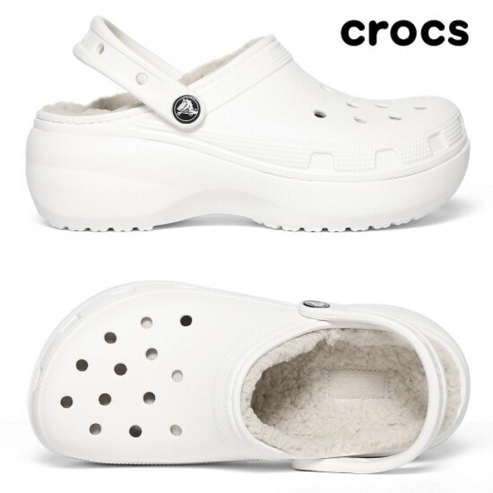 Crocs Classic Platform Lined Fuzzy Slippers 207938 100