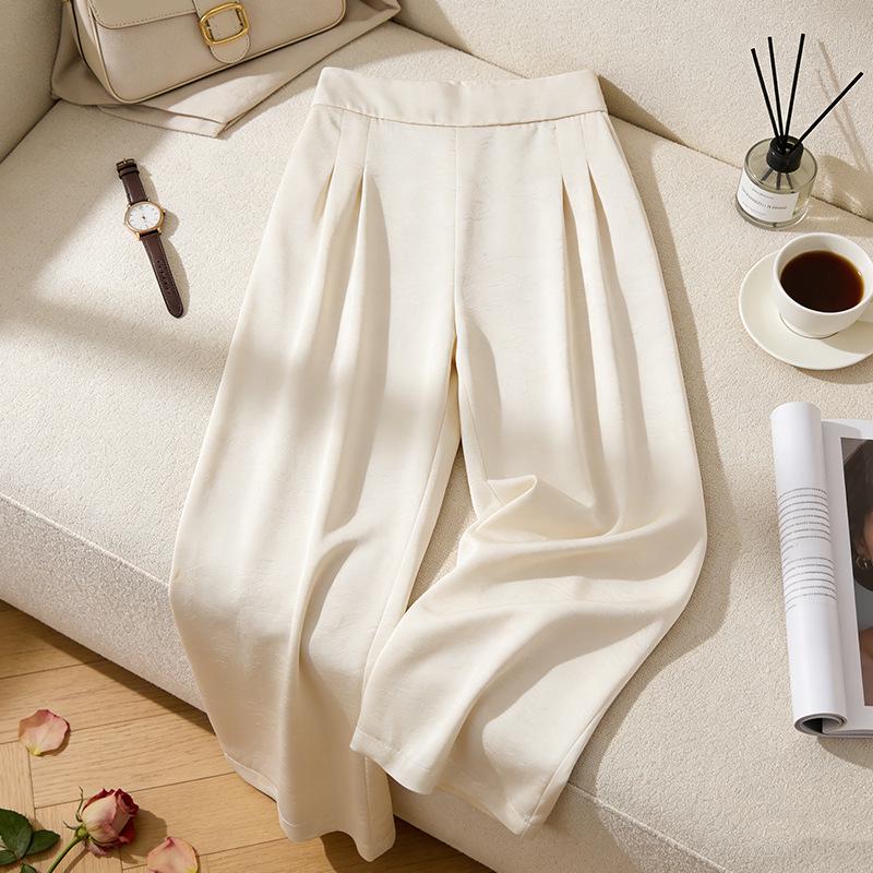 

Midlife Mom Black High-Waist Satin Loose Wide-Leg Cropped Pants: Versatile & Slimming 5XL (145-160 jin)