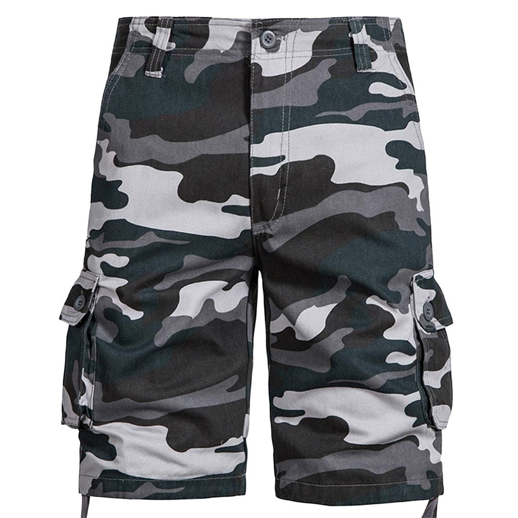 Men's Camouflage Cargo Shorts Durable Cotton, Multi-Pocket Design for Outdoor Activities and Casual Wear