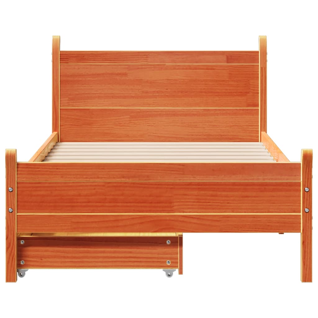 Vidaxl Bed Frame Without Mattress, Waxed Brown, 100X200 Cm, Solid Pine