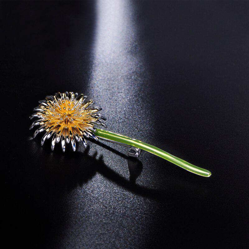 Blucome Dandelion Copper Brooch Plant Enamel Pins For Women Men's Coat Dress Corsage Holiday Routine Decoration Accessories Gifts