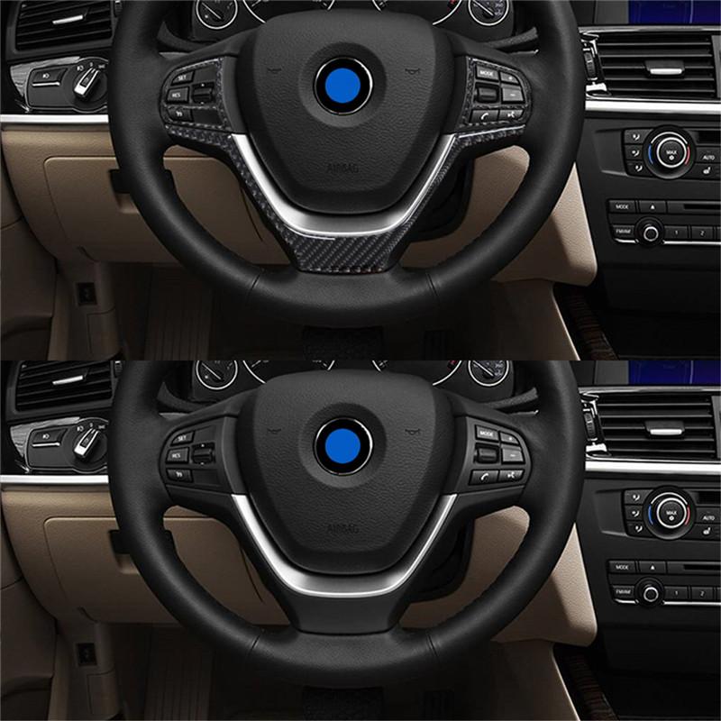 Kolfiber Interiör Bil Rattknappar Ram Trimskydd Dekaler För BMW X3 F25 X4 F26 2011-2017 Biltillbehör