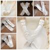 Vintage Wedding Bridal Gloves White Long Finger Mittens Fashion Satin Long Gloves  Women