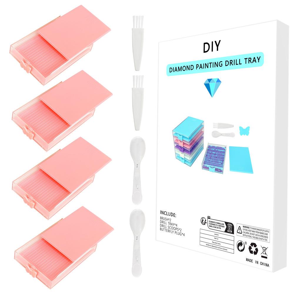 4PCS/SET Diamond Painting Tray Multi Placing Drill Plate Diamond Embroidery Tool Beading Plates Organizer Storage Box DIY Craft