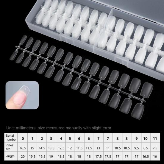 240Pcs/Set DIY Acrylic Fake Nails Double-sided Frosted Pre-Shape Square Long Nail Extensions Tips Home Salon Women Girls Full Cover Press on Nails Kit