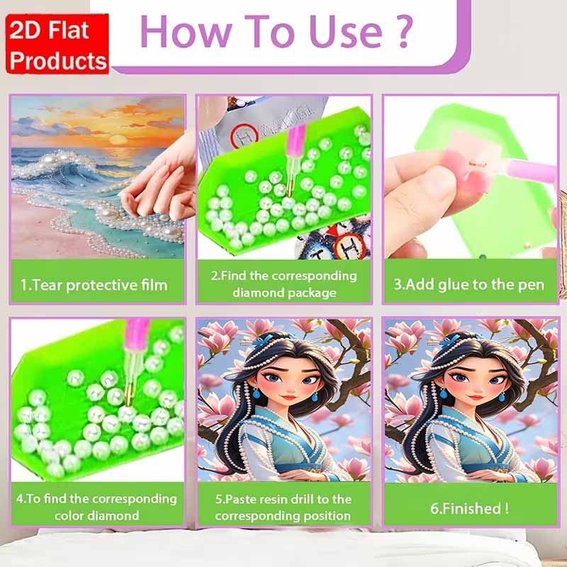Disney Pearl Painting Mulan Portrait for Beginners and Adults, DIY Pearl Diamond Art Painting Kit for Home Wall Decor Gifts
