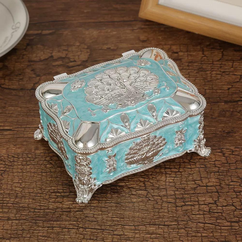 Portable Mini Jewelry Storage Box Travel Organizer Jewelry Case Alloy Storage Earrings Necklace Ring Organizer Display European