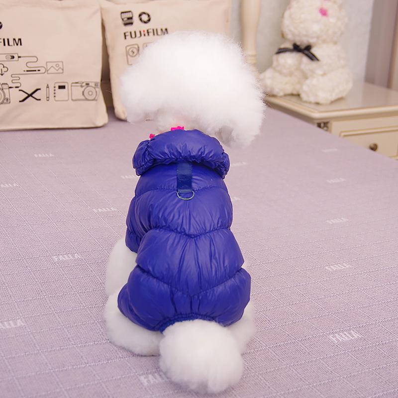 Warme Baumwoll-Hunde- und Katzenkleidung für Herbst/Winter - Vierbeiniges Design mit Schnalle für kleine Rassen wie Teddy, Bichon und Pomeranian