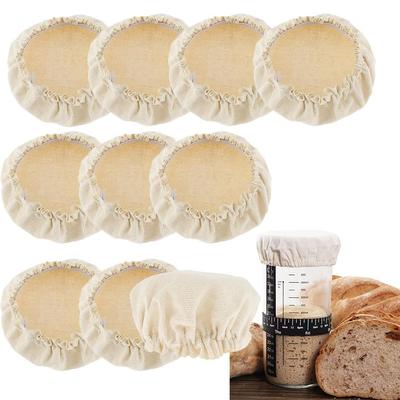 10Pcs Reusable Sourdough Starter Jar Covers Elastic Cloth Breathable Sourdough Fermentation Jar Lid Durable Food-Grade