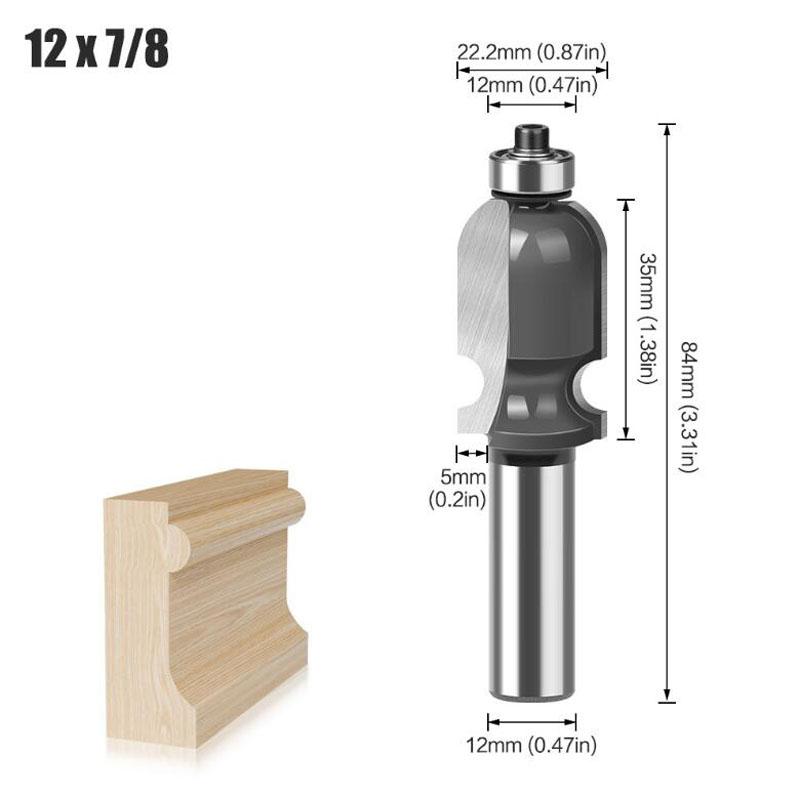 12mm stopka 1/2" stopka Architectural forming Line Router Bit Dřevoobráběcí fréza na dřevo Čelní frézování dřeva