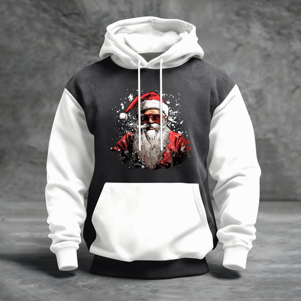 Herren Weihnachten Print Colorblock Kapuzenpullover Lässig Sport Komfort Sweatshirt