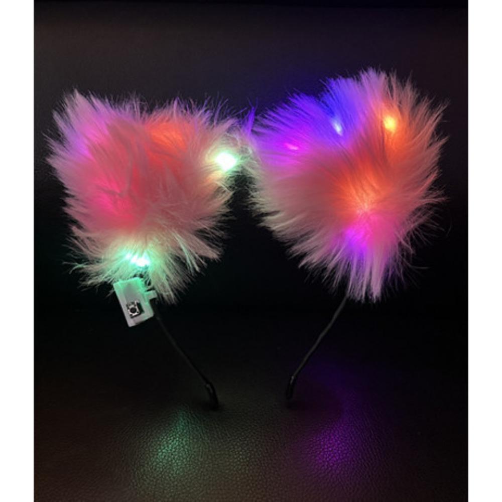 Svítící čelenka Čelenka Čelenka do uší kočky z liščí kožešiny