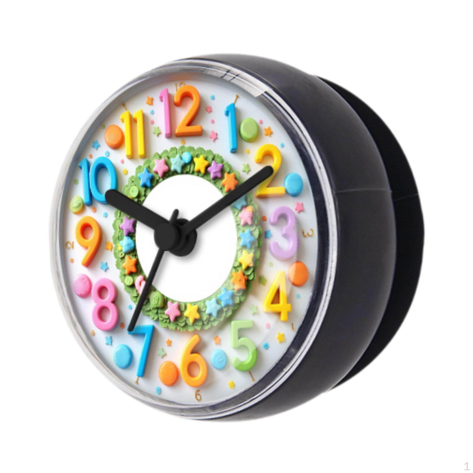 

Bathroom Clock Easy Reading Face with Suction Cup Water Resistant for Kitchen Mirror black gray