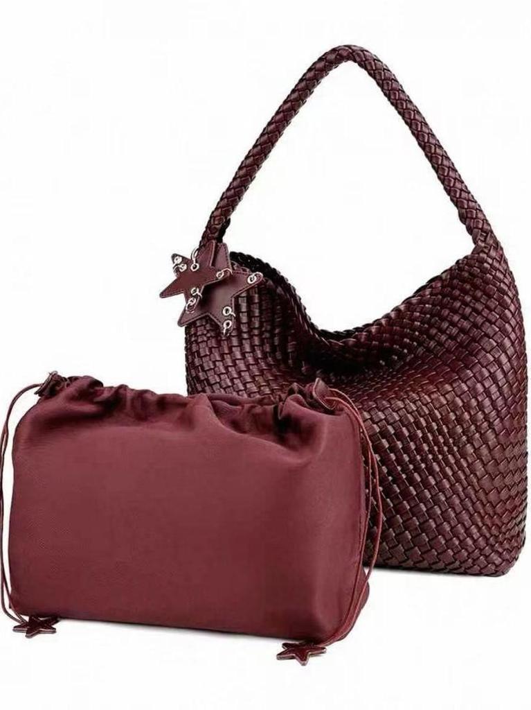 2026 Fashionable Woven Women's Bucket Bag, High-End Shoulder & Underarm Handbag