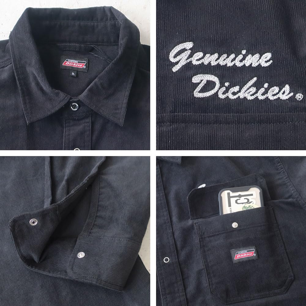 Men's Plus Size Dickies Long Sleeve Corduroy Shirt, Sizes 3L, 4L, and 5L, 10001719 (JP, Alphabet, 3L, Brown)