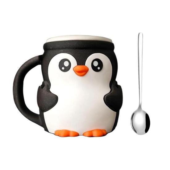 1 Set Penguin Ice Cream Pint Cup Holder with Hidden Snack Drawer Spoon Holder Reusable Ice Cream Container Holder Kitchen Gadgets