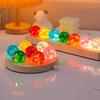 LED Wood Stand Luminous Crystal Ornaments Shiny Glaze Beads Glass Sphere Figurine  Home Decoration