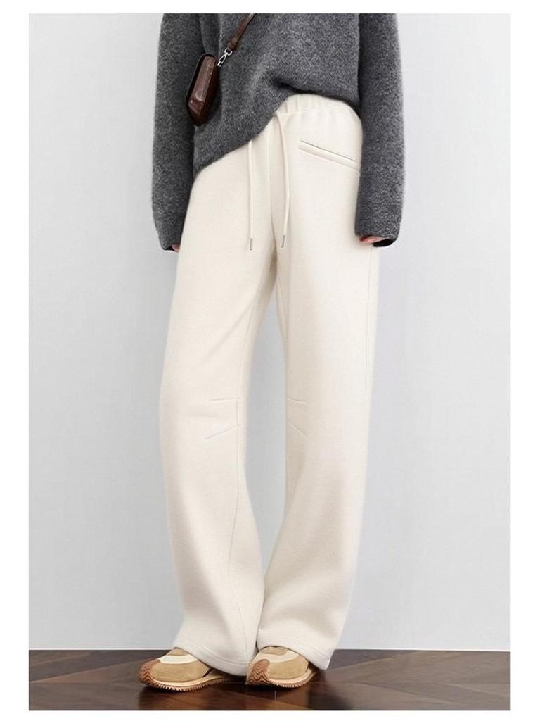 2026 Spring High-Waisted Slimming Loose Straight-Leg Women's Pants with Drawstring Elastic Waist