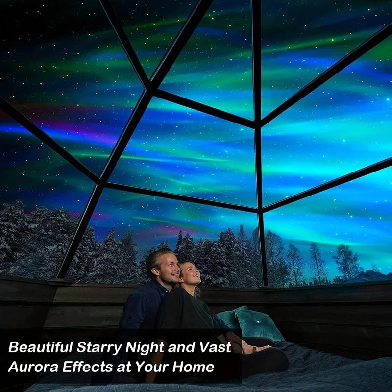 USB Star Projector Aurora Galaxy Night Light 5V 360° Rotating Ocean Wave Northern Light with Remote Control Bedroom Party KTV