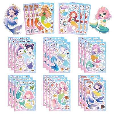 Waterproof Children's DIY Mermaid Princess Face-Changing Puzzle Stickers