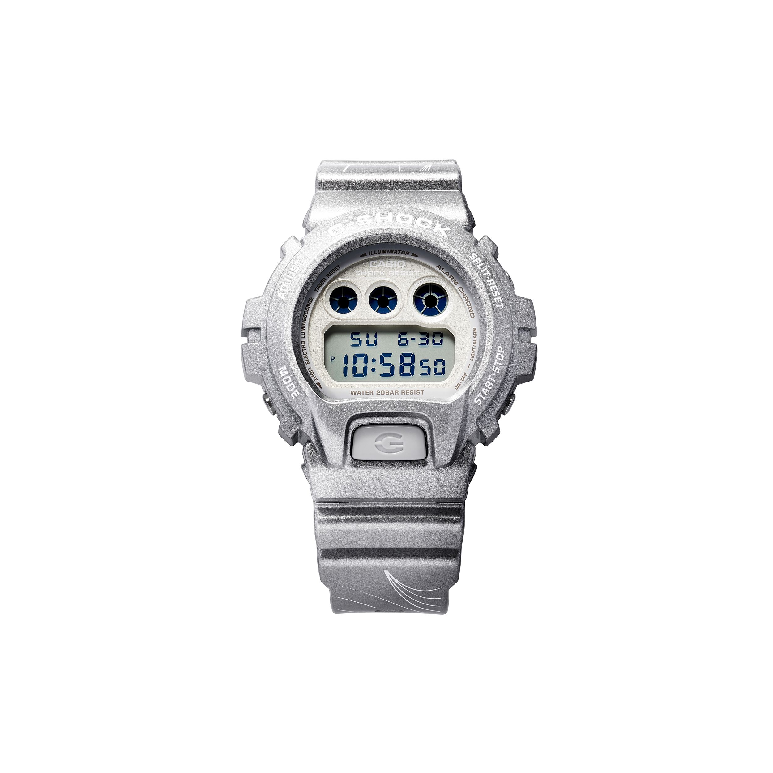 Casio Men's Silver G-Squad Series Wind Beast Shock Resistant Waterproof Quartz Movet Resin Strap Watch Watches Dw-6900Qig22-8Pfs