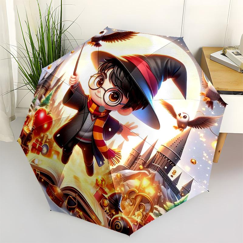 

1pc Harry Potter Magical Adventure Umbrella with Plastic Handle,Cartoon Pattern,Suitable for All Seasons Multi-functional Umbrella463