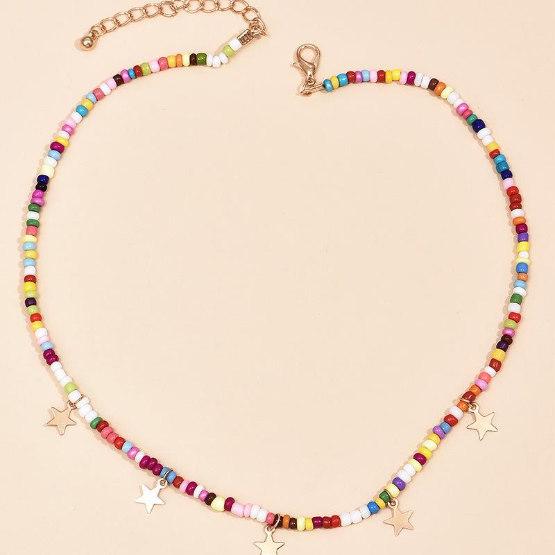 Bohemian Colorful Mixed Rice Bead Necklace For Women