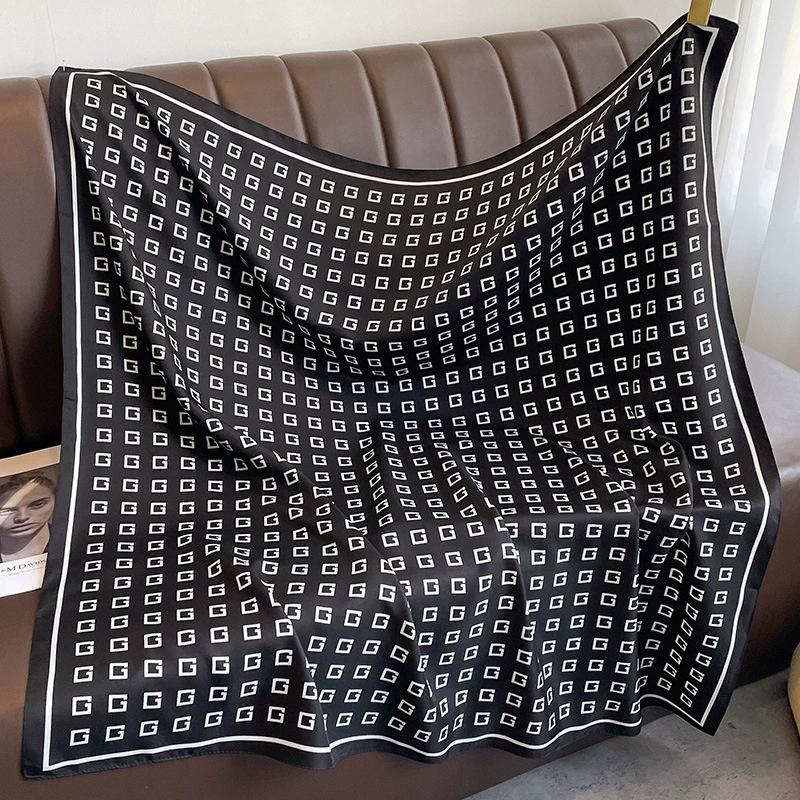 90CM Imitation Silk Scarf Headwrap for Woman Luxury Four Seasons Hair Accessories Hijab Foulard Bandana Femmel Headscarf