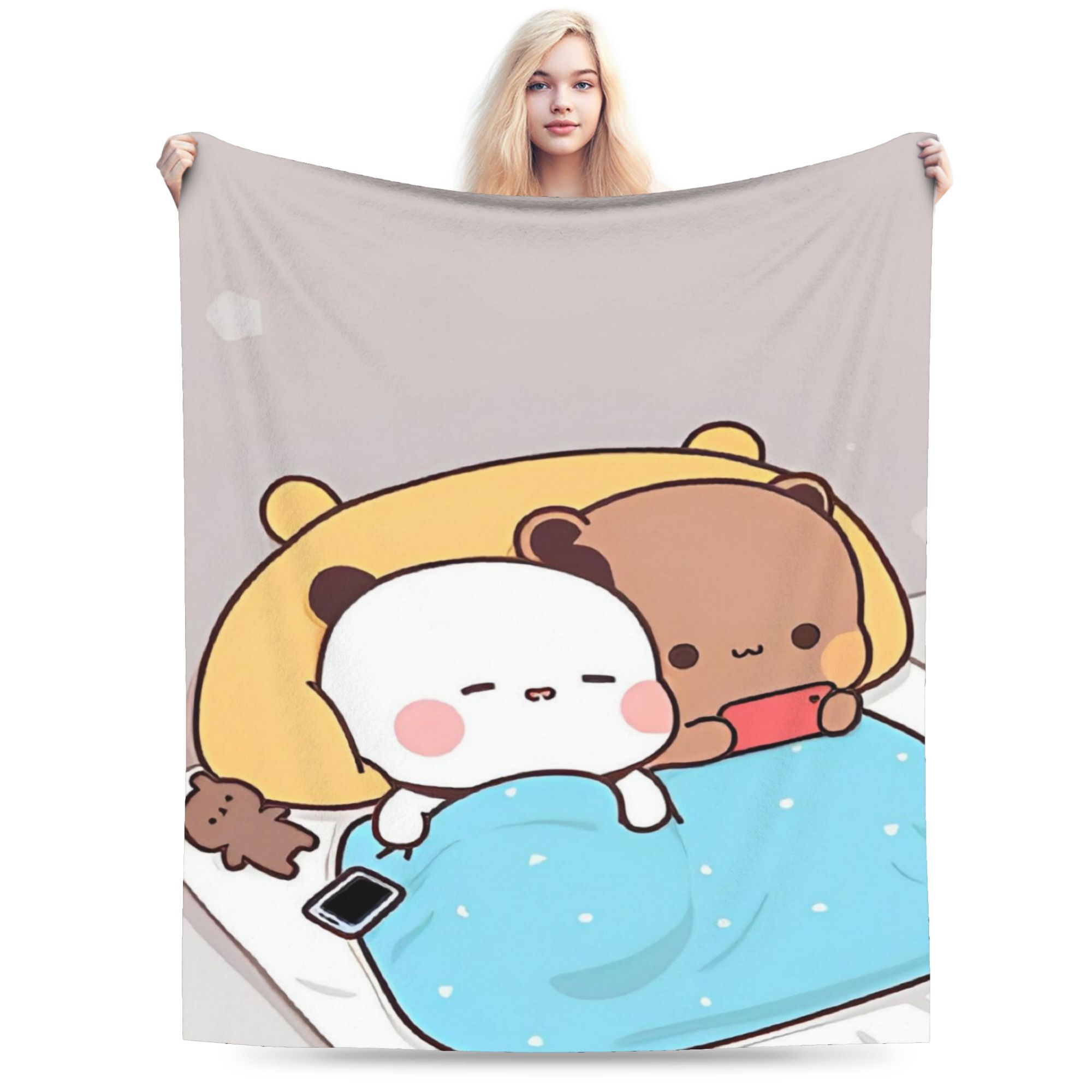 

Relax Bubu and Dudu cartoon bear Blanket Merch Room Decorative Throws And Blankets Lightweight Thin Fleece for Outdoor 130x150cm