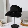 Anti-UV Women Pearl Bucket Hat Sun Protection Sun Cap Hot Big Brim Sun Hat  Summer Spring Autumn