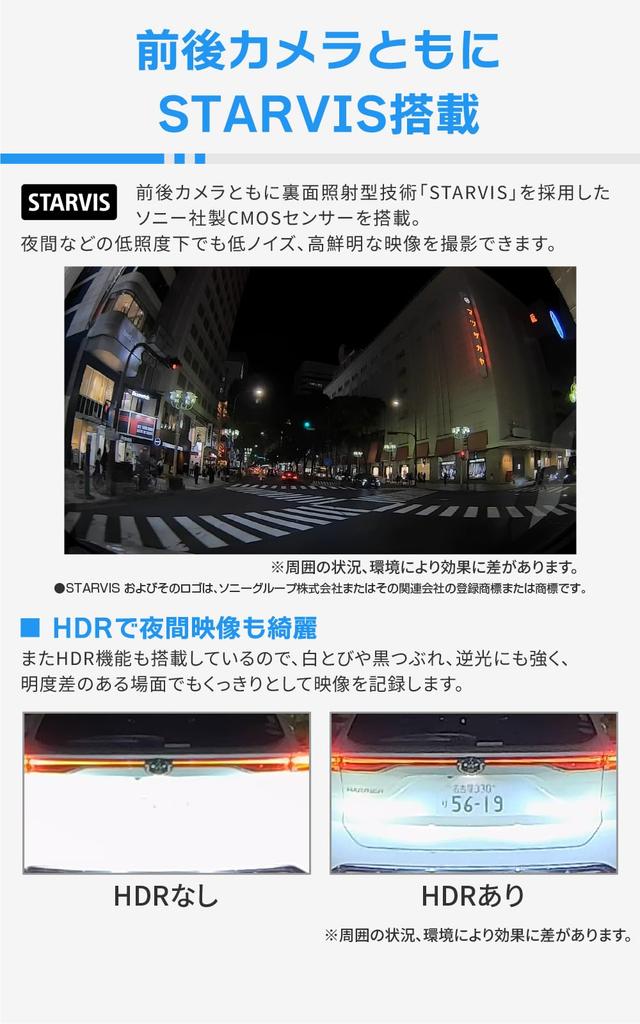 Comtec ZDR027 Fahrtenrekorder mit Dual-Kamera vorne und hinten STARVIS Vorne und Hinten 2 Megapixel Voll 32GB microSD-Karte Annäherungswarnung Parkassistent Schnell