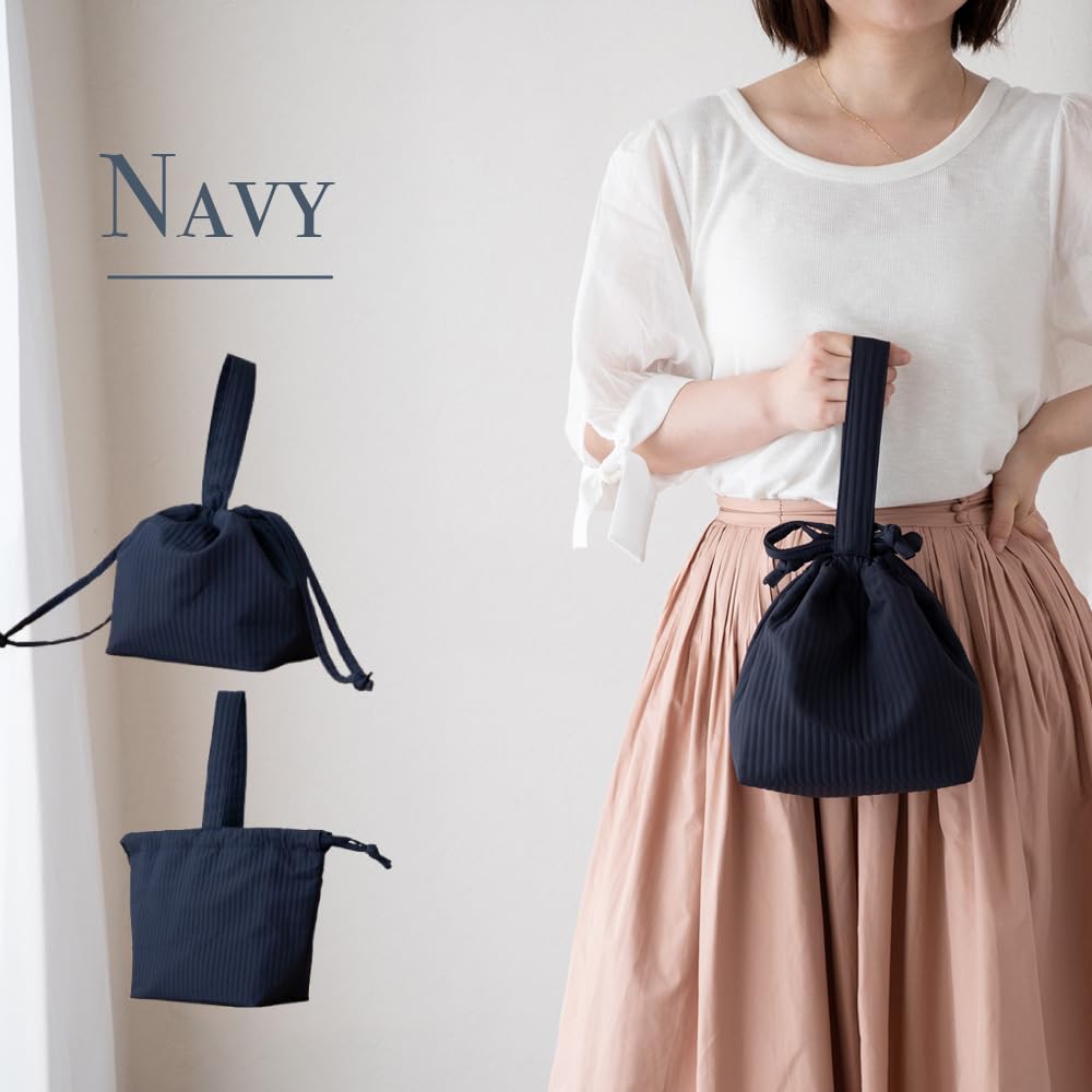 Navy Insulated Lunch Bag, Drawstring Style, with Handle, Lightweight, Insulated Lunch Bag for Adults and Kids, Large Capacity, Perfect for Outdoor