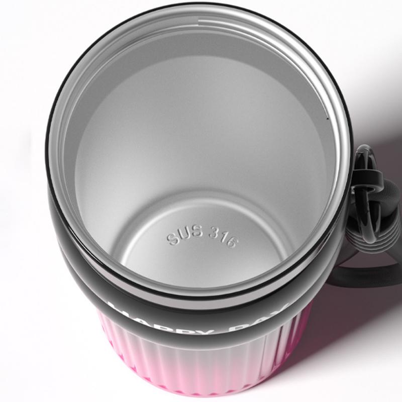 500ML Coffee Cup With Straw Stainless Steel Thermos Coffee Mug With Rope Thermo Bottle For Girls Vacuum Flasks Travel Mug Gifts