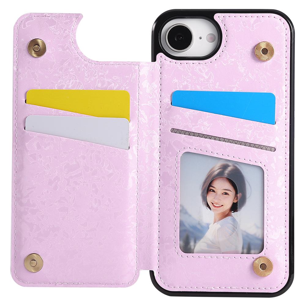 

For iPhone 16e Case Flower Leather TPU RFID Blocking Phone Cover Card Slots Flowers