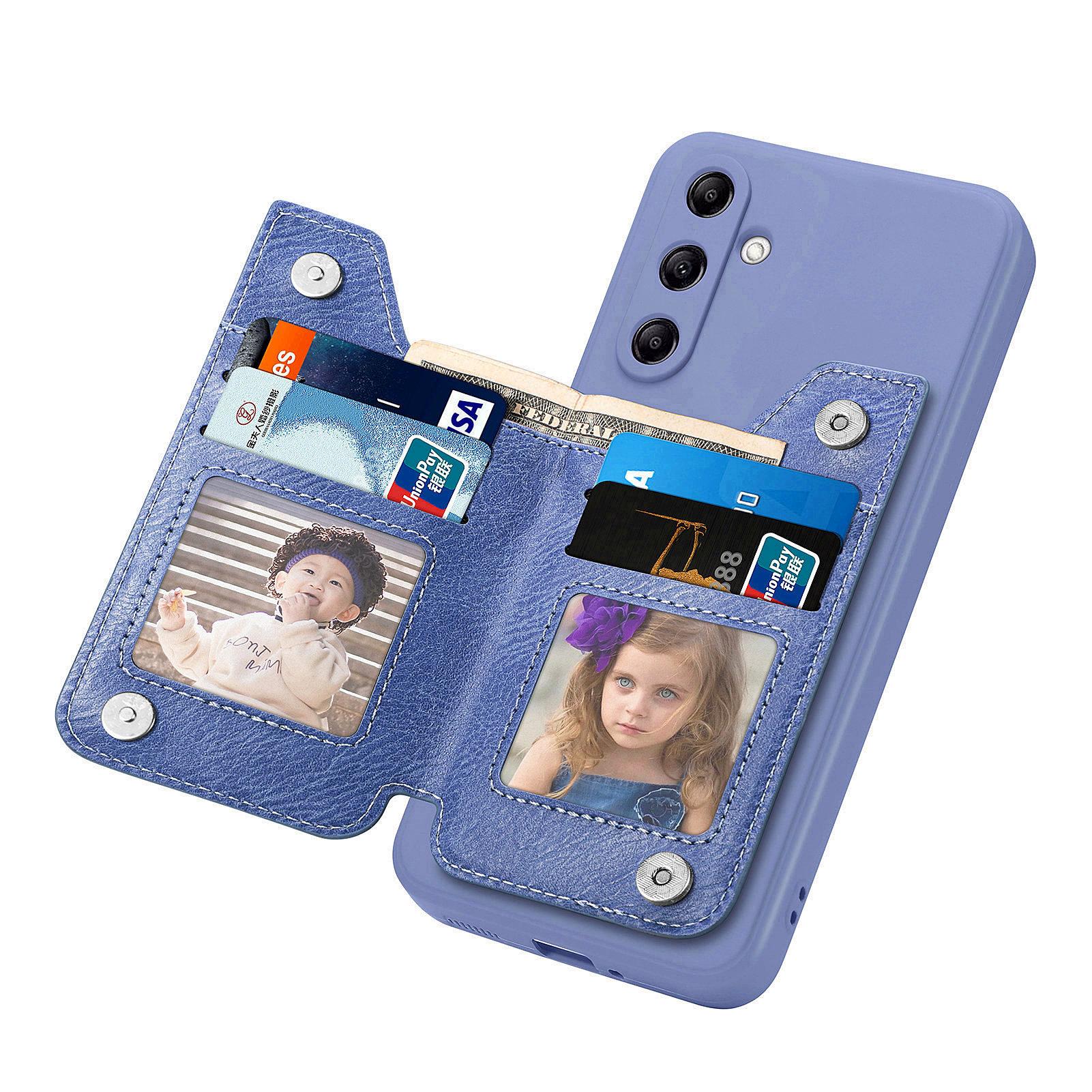 

For Samsung Galaxy A54 5G Wallet Phone Case PU Leather Card Holder Cover Blue