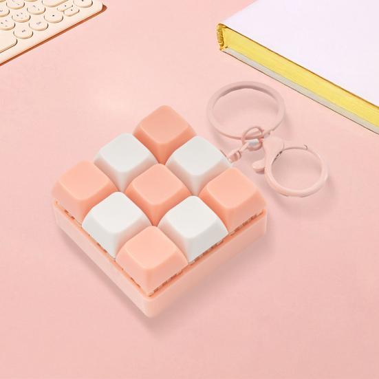 9-Keys Fidget Keyboard Keychain Stress Anxiety Relief Keyboard Clicker Keychain Portable