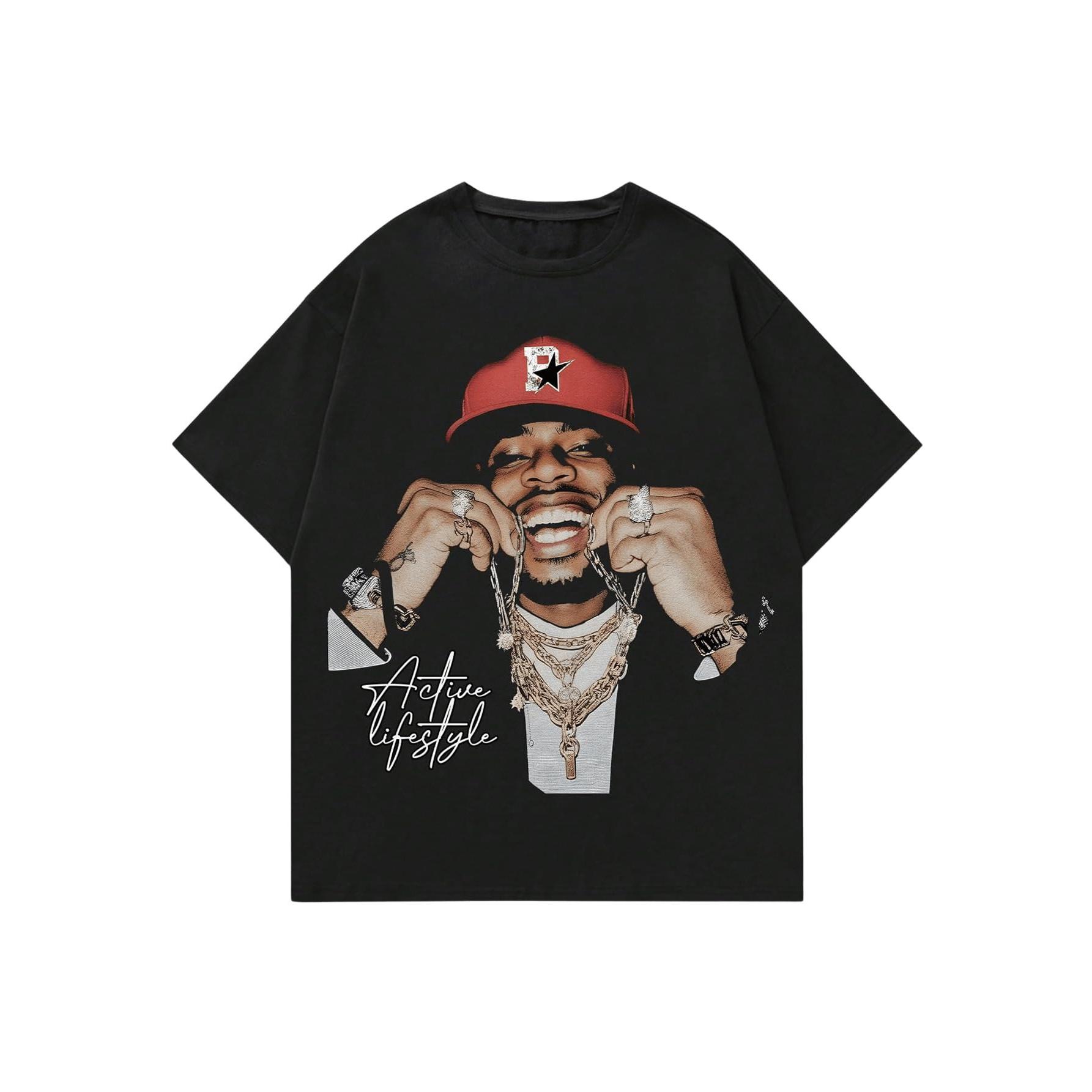 

Men s Active Lifestyle Rapper Graphic Tee, Hip Hop Streetwear Oversized Short Sleeve Top XXL чорний