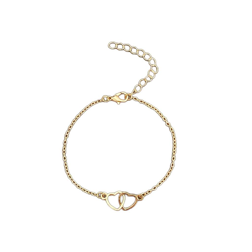 Interlocking Hearts High-End Women's Bracelet - Creative, Simple, Hollow Heart Design
