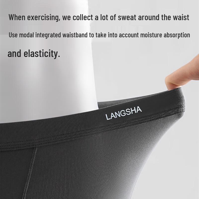 Langsha Men's Modal Antibacterial Anti-Chafing Boxer Briefs