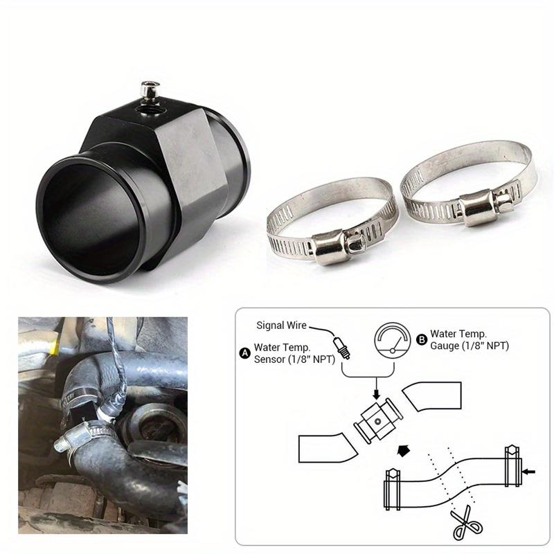 32mm Alloy Water Temperature Sensor Adapter, Universal Fit for Vehicles, Engine Bay Water Temp Gauge Accessory with Clamps and Signal Wire Connector