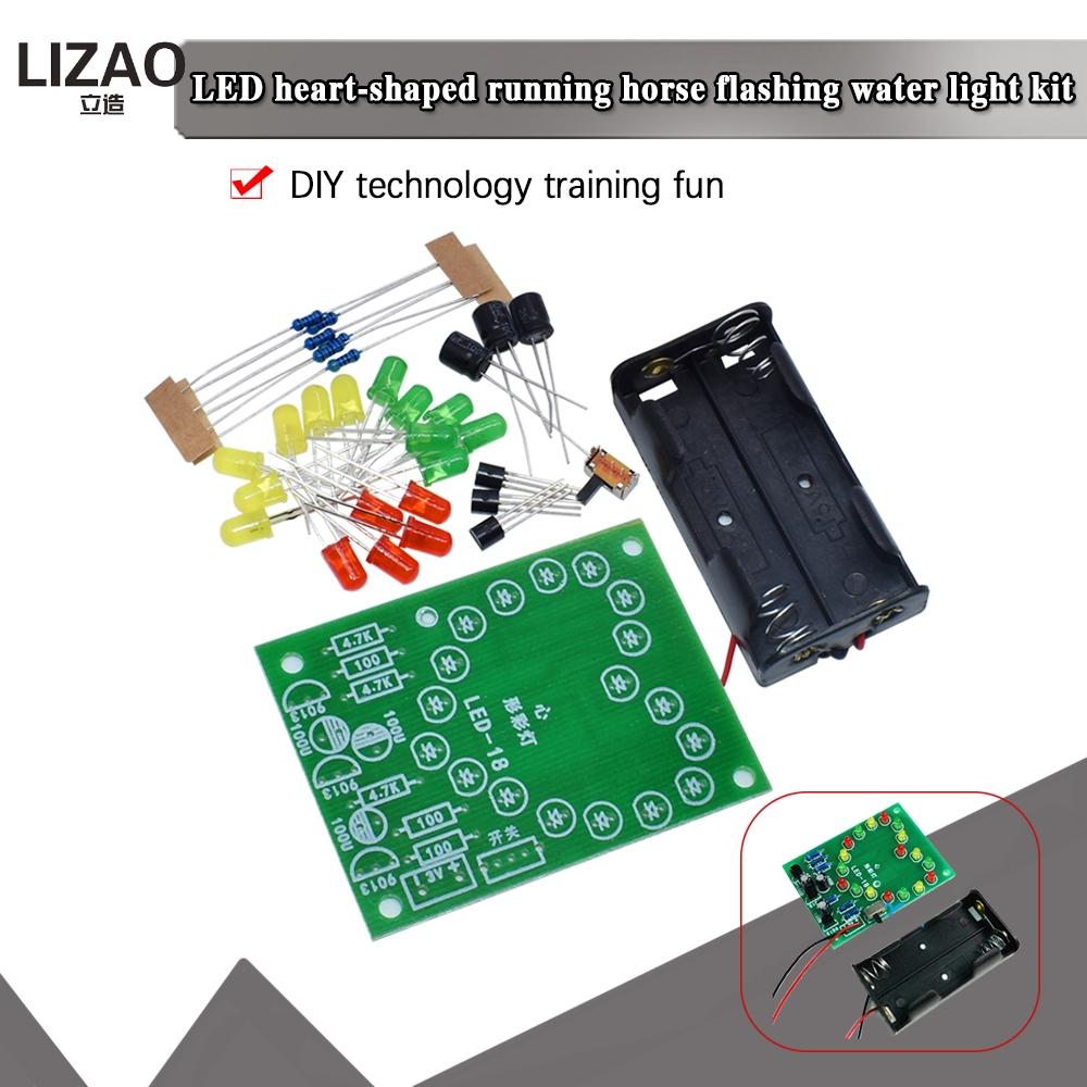 LIZAO DIY Heart LED Flowing Light Kit Electronic Soldering Practice Set for Student Maker Fun Learning Training Project